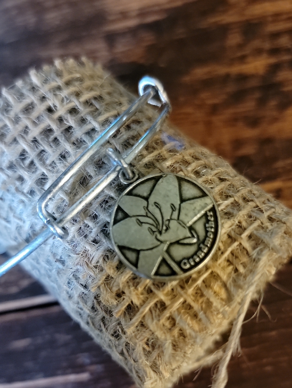 Alex And Ani Silver Plate Grandmother Charm Bangle Bracelet